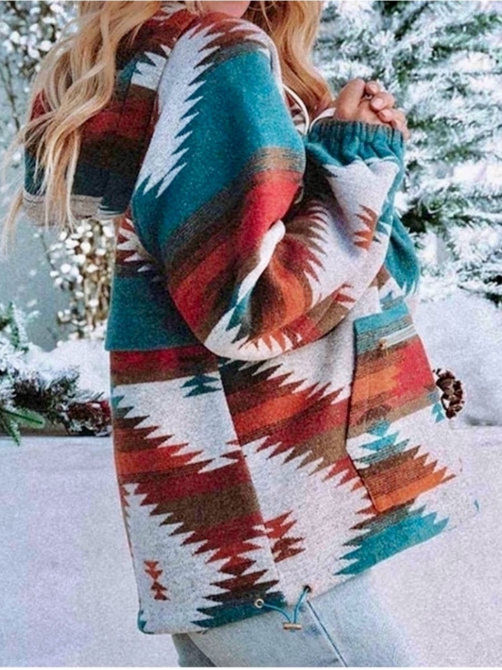 Multicolor Aztec Print Women's Hoodie